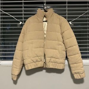 Tan puffer coat ribbed